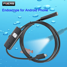 Load image into Gallery viewer, FUERS 2M 1.5M 1M 5.5mm 7mm Endoscope for Android Phone USB Mini Camera Waterproof 6 LED Borescope Car Inspection Camera for PC
